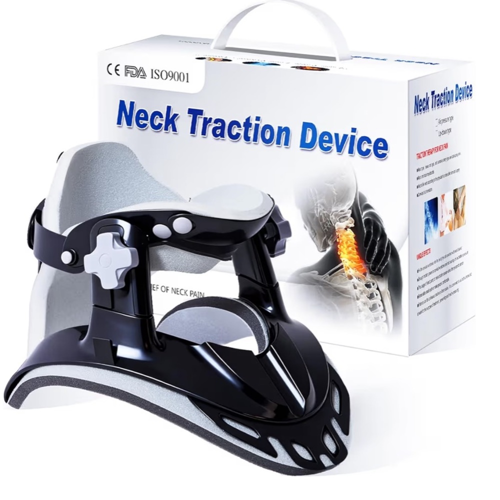 Black Neck Traction Device for Cervical Support